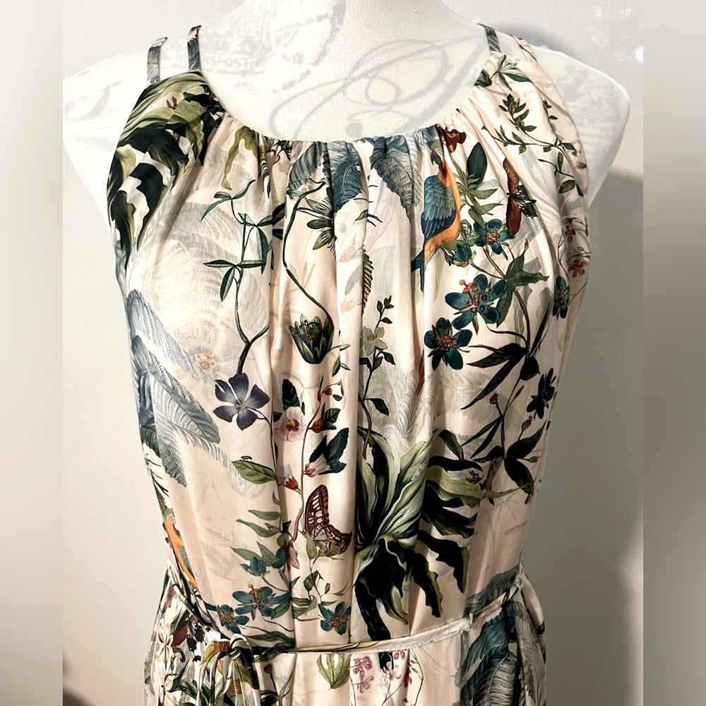 H&M Tropical Print Maxi Dress - Cream and Green